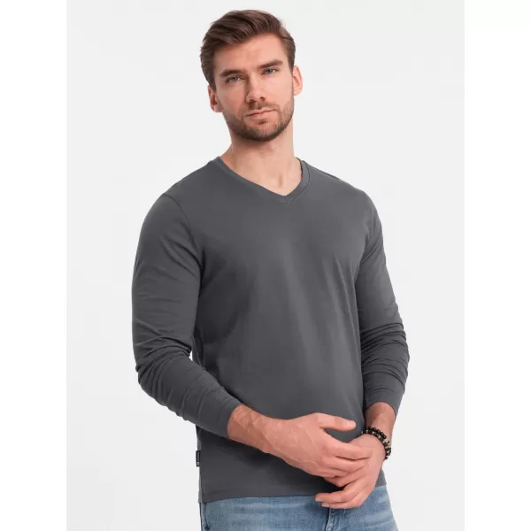  Tricou pentru bărbați cu mânecă lungă OMBRE OM-LSBL-0108 GRAFIT 