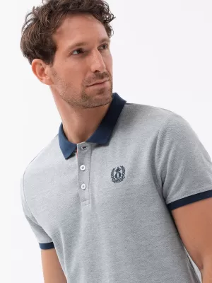 Mens t -thirt cu guler OMBRE OM-POSS-0105 MELANGE GRI