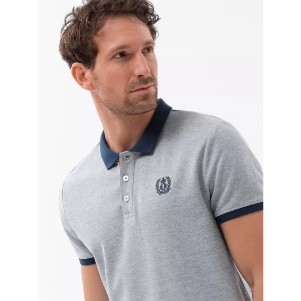  Mens t -thirt cu guler OMBRE OM-POSS-0105 MELANGE GRI 