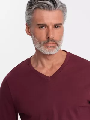 Tricou pentru bărbați cu mânecă lungă OMBRE OM-LSBL-0108 MARO