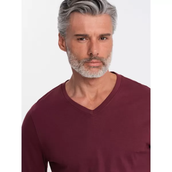  Tricou pentru bărbați cu mânecă lungă OMBRE OM-LSBL-0108 MARO 