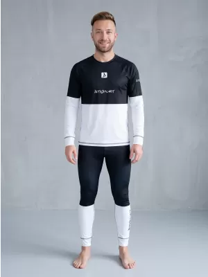 Premium funcțional pentru pantaloni termo funcționali pentru bărbați ALTISPORT VOJ/ALM051TER02 ALB -NEGRU