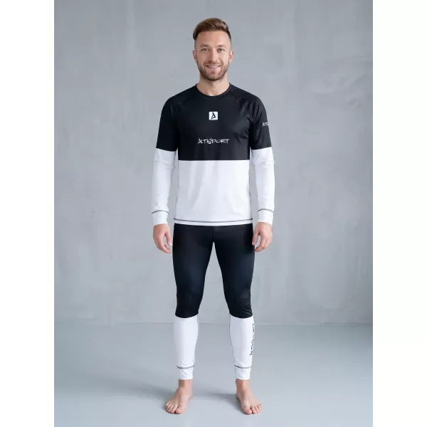  Premium funcțional pentru pantaloni termo funcționali pentru bărbați ALTISPORT VOJ/ALM051TER02 ALB -NEGRU 