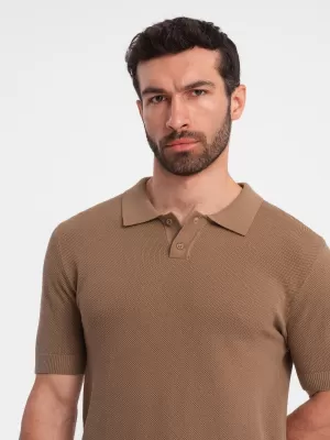 Mens t -thirt cu guler OMBRE OM-POSS-0117 MARO DESCHIS