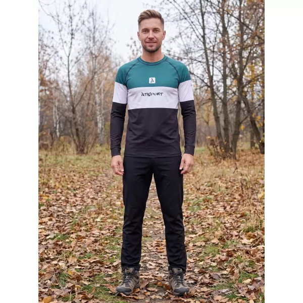  Tricou funcțional pentru bărbați cu mânecă lungă premium ALTISPORT VOJ/ALM051TER01 KEROSEN/NEGRU 
