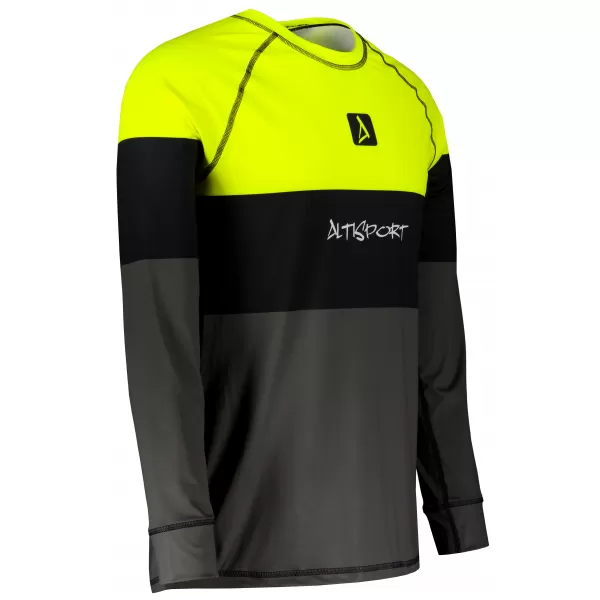  Tricou funcțional pentru bărbați cu mânecă lungă premium ALTISPORT VOJ/ALM051TER01 NEON GALBEN/GRI 