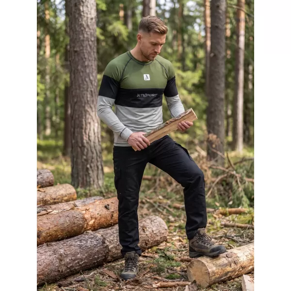  Tricou funcțional pentru bărbați cu mânecă lungă premium ALTISPORT VOJ/ALM051TER01 KAKI 