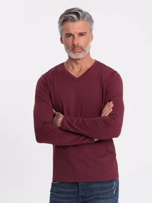 Tricou pentru bărbați cu mânecă lungă OMBRE OM-LSBL-0108 MARO