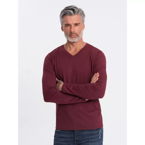  Tricou pentru bărbați cu mânecă lungă OMBRE OM-LSBL-0108 MARO 