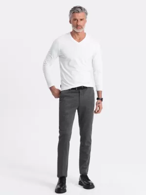 Tricou pentru bărbați cu mânecă lungă OMBRE OM-LSBL-0108 ALB
