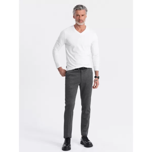  Tricou pentru bărbați cu mânecă lungă OMBRE OM-LSBL-0108 ALB 