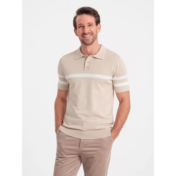  Mens t -thirt cu guler OMBRE OM-POSS-0118 BEJ 