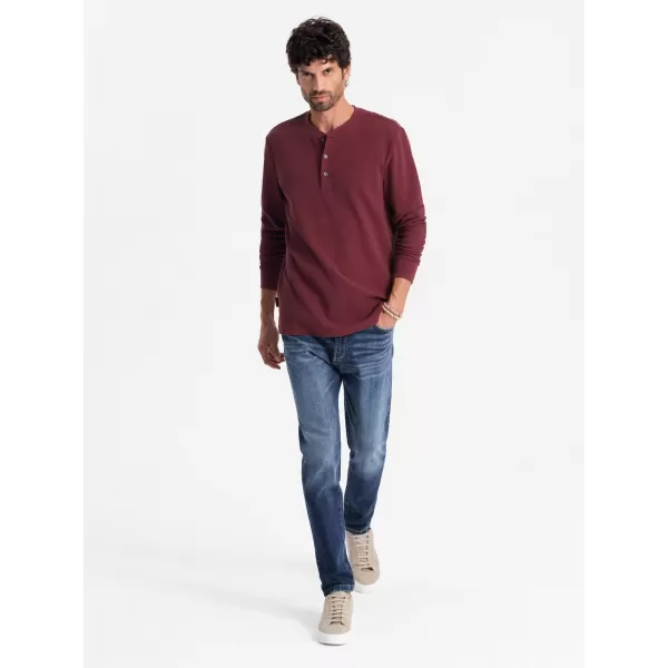  Tricou pentru bărbați cu mânecă lungă OMBRE OM-LSCL-0120 MARO 