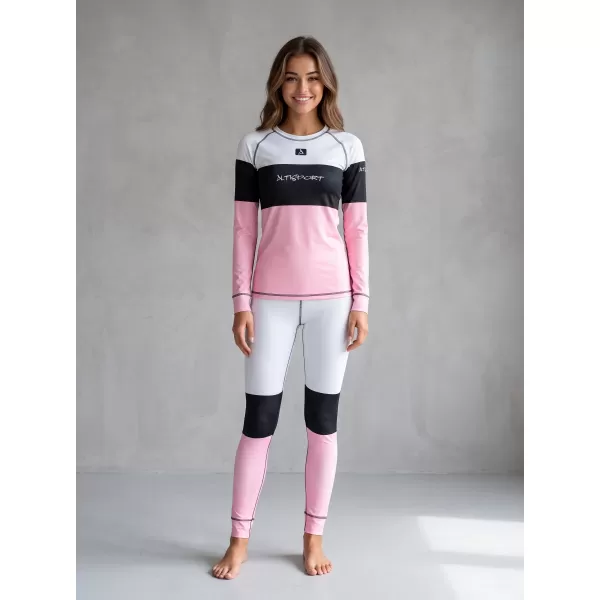  Tricou funcțional pentru femei cu mâneci lungi premium ALTISPORT VOJ/ALW051TER01 ALB -PINK 