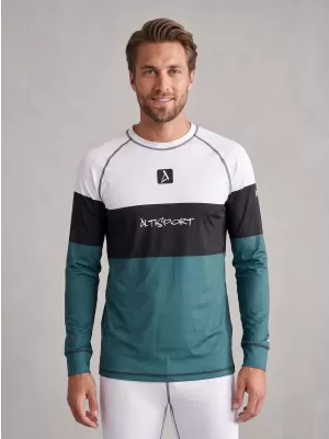 Tricou funcțional pentru bărbați cu mânecă lungă premium ALTISPORT VOJ/ALM051TER01 ALB -GREEN