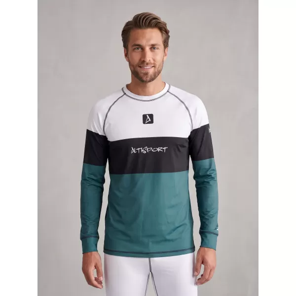  Tricou funcțional pentru bărbați cu mânecă lungă premium ALTISPORT VOJ/ALM051TER01 ALB -GREEN 