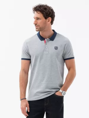 Mens t -thirt cu guler OMBRE OM-POSS-0105 MELANGE GRI