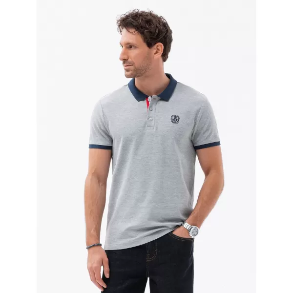  Mens t -thirt cu guler OMBRE OM-POSS-0105 MELANGE GRI 
