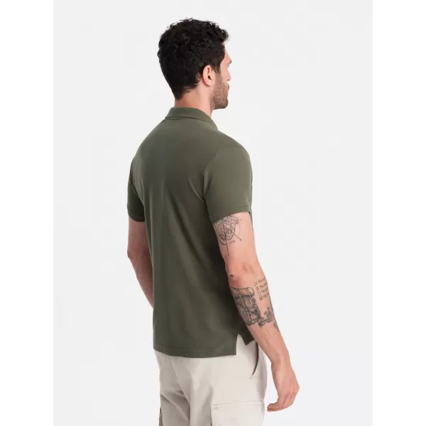  Mens t -thirt cu guler OMBRE OM-POBS-0100 VERDE MĂSLIN ÎNCHIS 