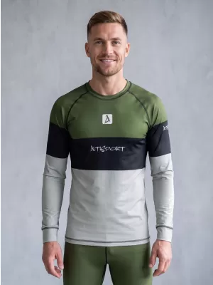 Tricou funcțional pentru bărbați cu mânecă lungă premium ALTISPORT VOJ/ALM051TER01 KAKI