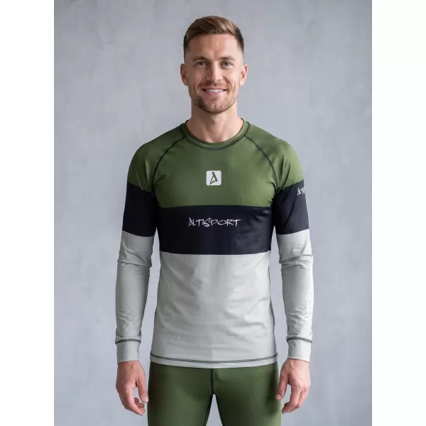  Tricou funcțional pentru bărbați cu mânecă lungă premium ALTISPORT VOJ/ALM051TER01 KAKI 