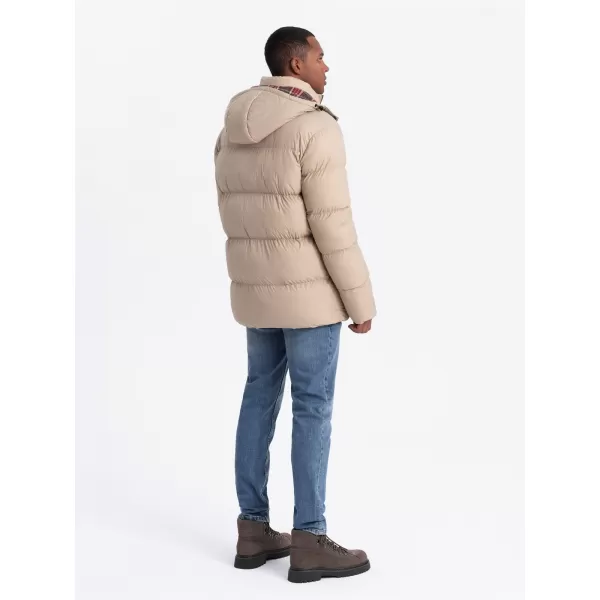  Geacă de iarnă pentru bărbați OMBRE OM-JAHP-0205 BEJ 