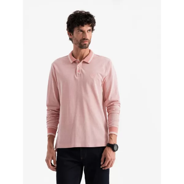  Cămaşă OMBRE OM-POLS-0129 MELANGE ROZ 