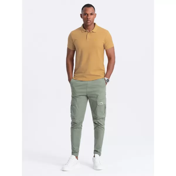  Mens t -thirt cu guler OMBRE OM-POBS-0100 MUŞTAR 
