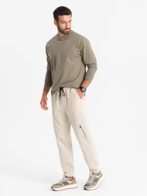 Pantaloni OMBRE OM-PAJO-0199 CREMĂ