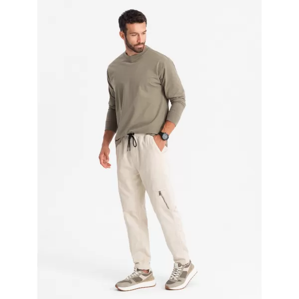  Pantaloni OMBRE OM-PAJO-0199 CREMĂ 