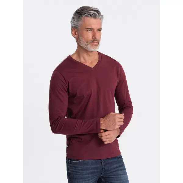  Tricou pentru bărbați cu mânecă lungă OMBRE OM-LSBL-0108 MARO 