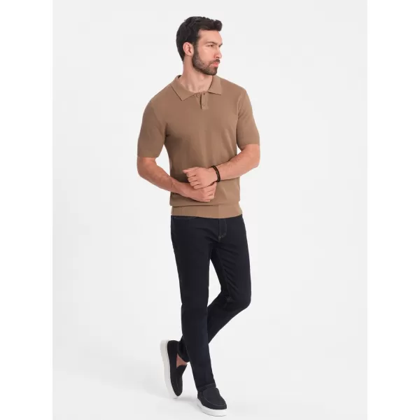  Mens t -thirt cu guler OMBRE OM-POSS-0117 MARO DESCHIS 