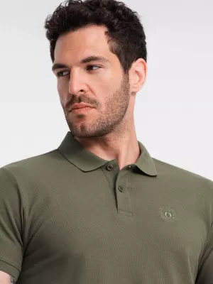 Mens t -thirt cu guler OMBRE OM-POBS-0100 VERDE MĂSLIN ÎNCHIS