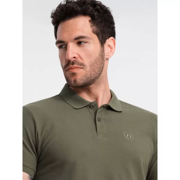  Mens t -thirt cu guler OMBRE OM-POBS-0100 VERDE MĂSLIN ÎNCHIS 