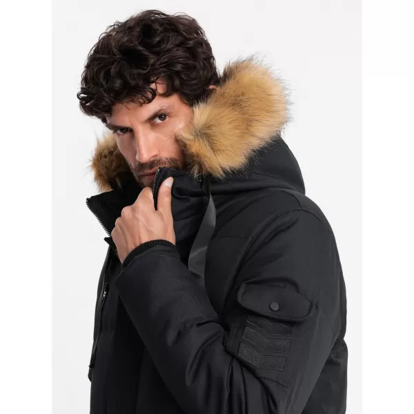  Geacă de iarnă pentru bărbați OMBRE OM-JALJ-0182 NEGRU 