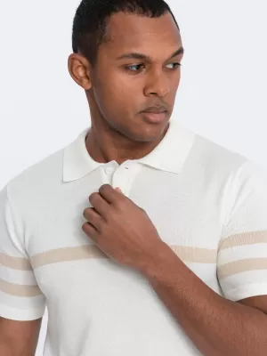 Mens t -thirt cu guler OMBRE OM-POSS-0118 CREMĂ
