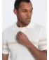 Mens t -thirt cu guler OMBRE OM-POSS-0118 CREMĂ