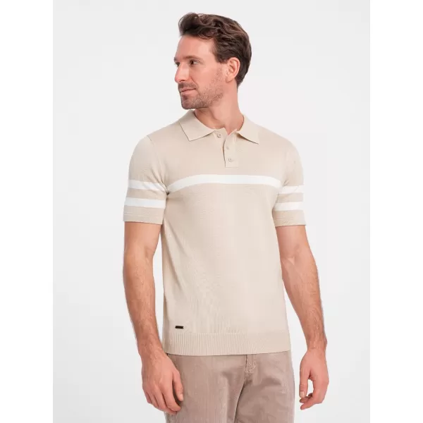  Mens t -thirt cu guler OMBRE OM-POSS-0118 BEJ 