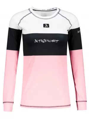Tricou funcțional pentru femei cu mâneci lungi premium ALTISPORT VOJ/ALW051TER01 ALB -PINK