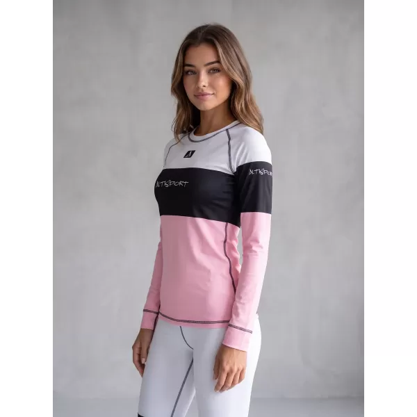 Tricou funcțional pentru femei cu mâneci lungi premium ALTISPORT VOJ/ALW051TER01 ALB -PINK 