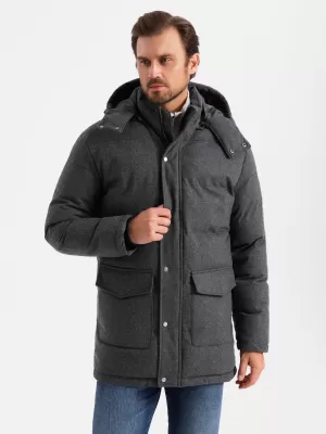 Sacou OMBRE OM-JALJ-0217 MELANGE NEGRU