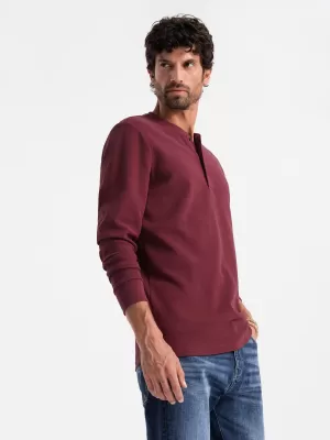 Tricou pentru bărbați cu mânecă lungă OMBRE OM-LSCL-0120 MARO