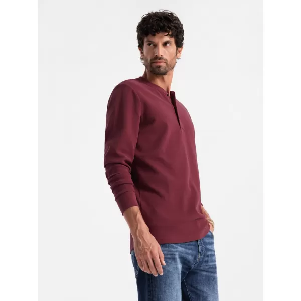  Tricou pentru bărbați cu mânecă lungă OMBRE OM-LSCL-0120 MARO 