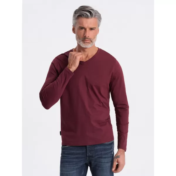  Tricou pentru bărbați cu mânecă lungă OMBRE OM-LSBL-0108 MARO 