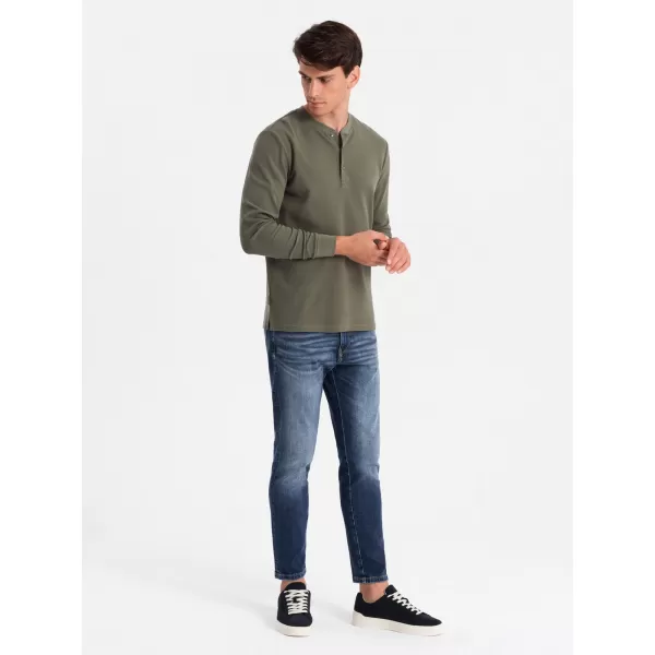  Tricou pentru bărbați cu mânecă lungă OMBRE OM-LSCL-0120 MĂSLIN 
