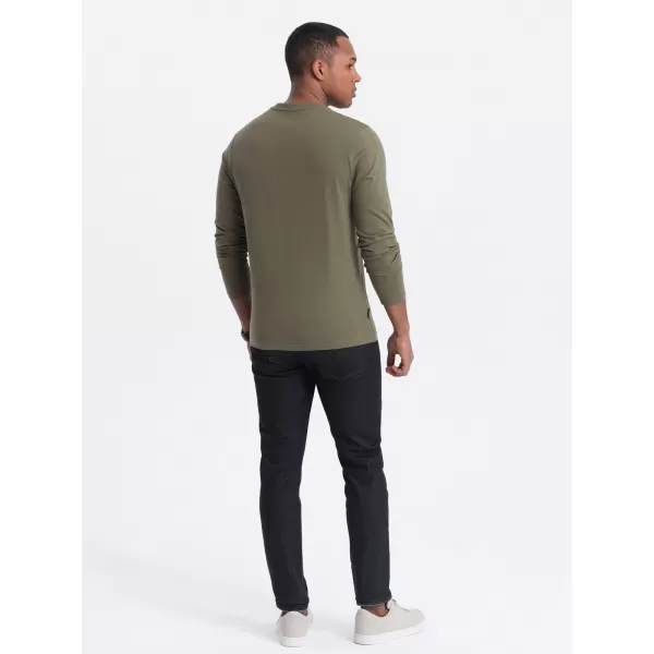  Tricou pentru bărbați cu mânecă lungă OMBRE OM-LSBL-0108 MĂSLIN ÎNTUNECAT 