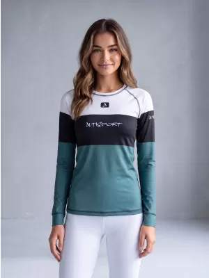 Tricou funcțional pentru femei cu mâneci lungi premium ALTISPORT VOJ/ALW051TER01 ALB -GREEN