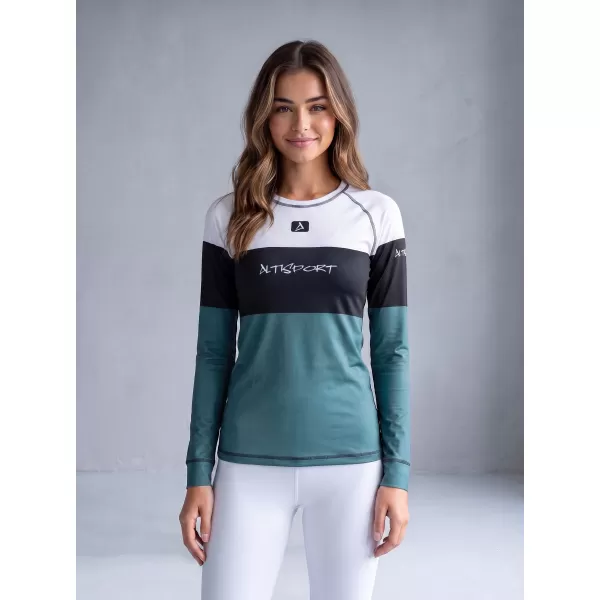  Tricou funcțional pentru femei cu mâneci lungi premium ALTISPORT VOJ/ALW051TER01 ALB -GREEN 