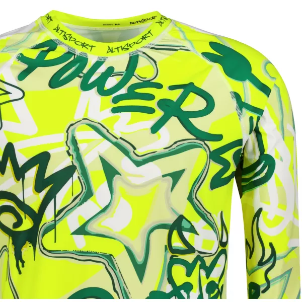  Tricou funcțional pentru bărbați cu mânecă lungă premium ALTISPORT VOJ/ALM054TER01 FLUO 