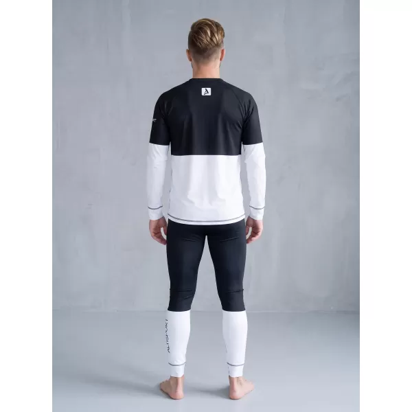  Tricou funcțional pentru bărbați cu mâneci lungi premium ALTISPORT VOJ/ALM051TER01 ALB -NEGRU 